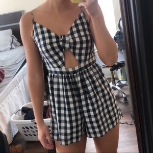 American eagle gingham print, cut out, romper